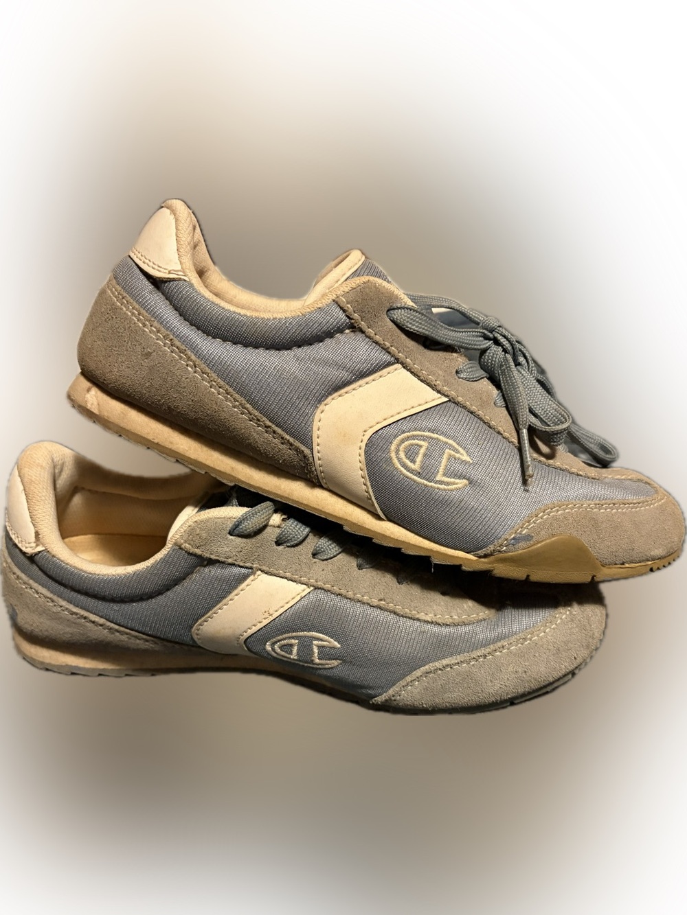 Champion Gray and Cream Retro-Style Women's Sneakers